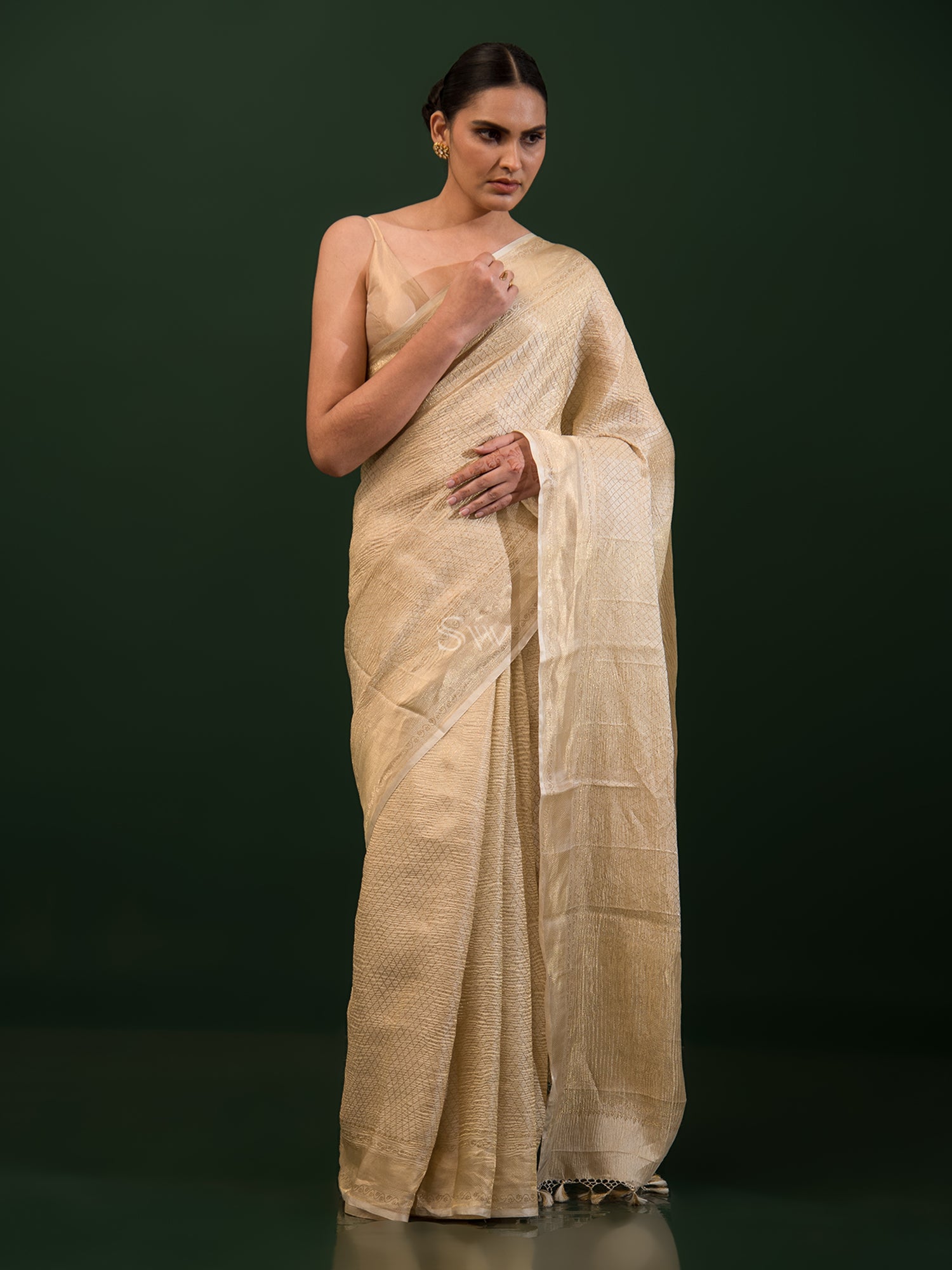 Off white tissue saree best sale