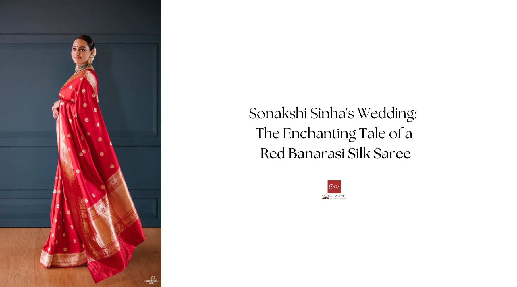 Sonakshi Sinha's Radiant Red Banarasi Silk Saree: A Bridal Marvel