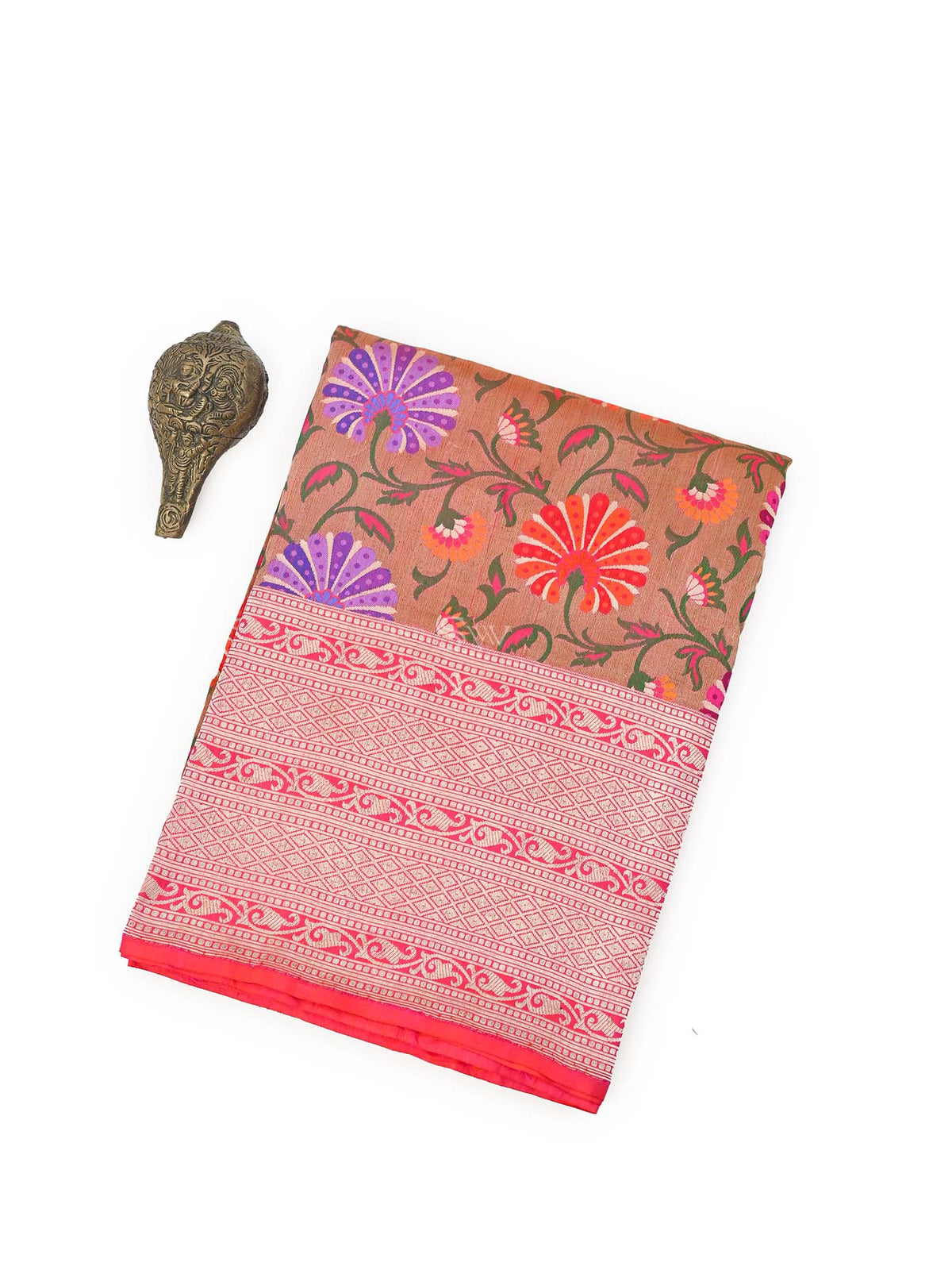 Copper Meenakari Katan Silk Handloom Banarasi Saree