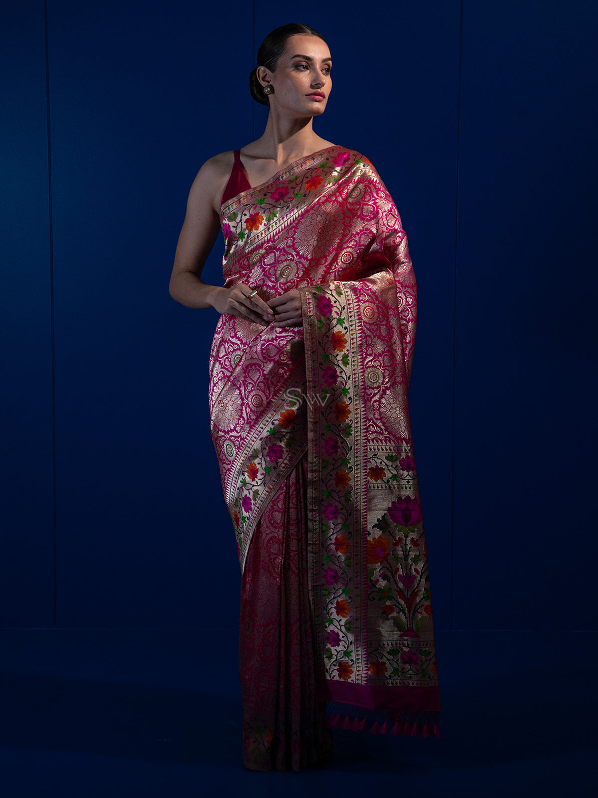 Pink Brocade Meenakari Katan Silk Handloom Banarasi Saree