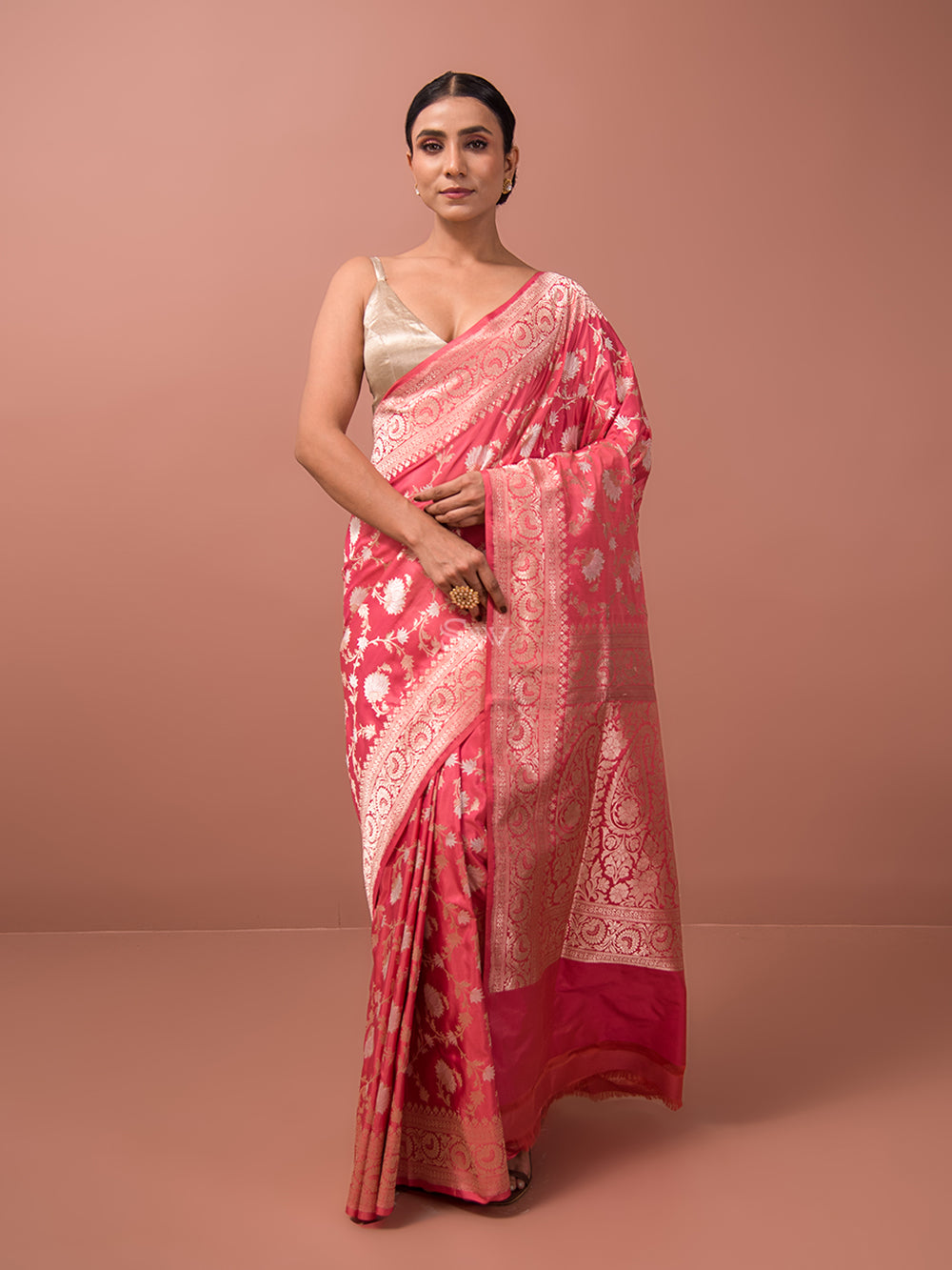 Buy Veehaus Plain Shalu Net Pink Sarees Online @ Best Price In India |  Flipkart.com