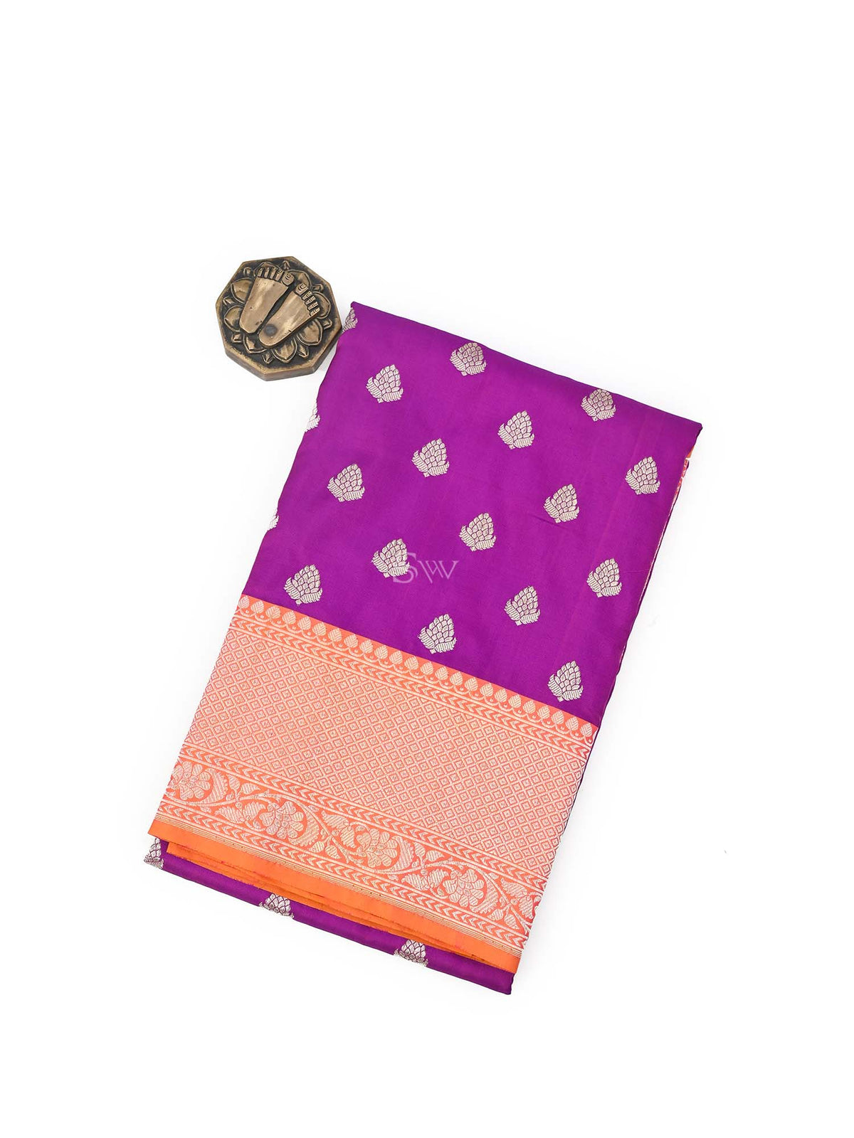 Violet Booti Katan Silk Handloom Banarasi Saree