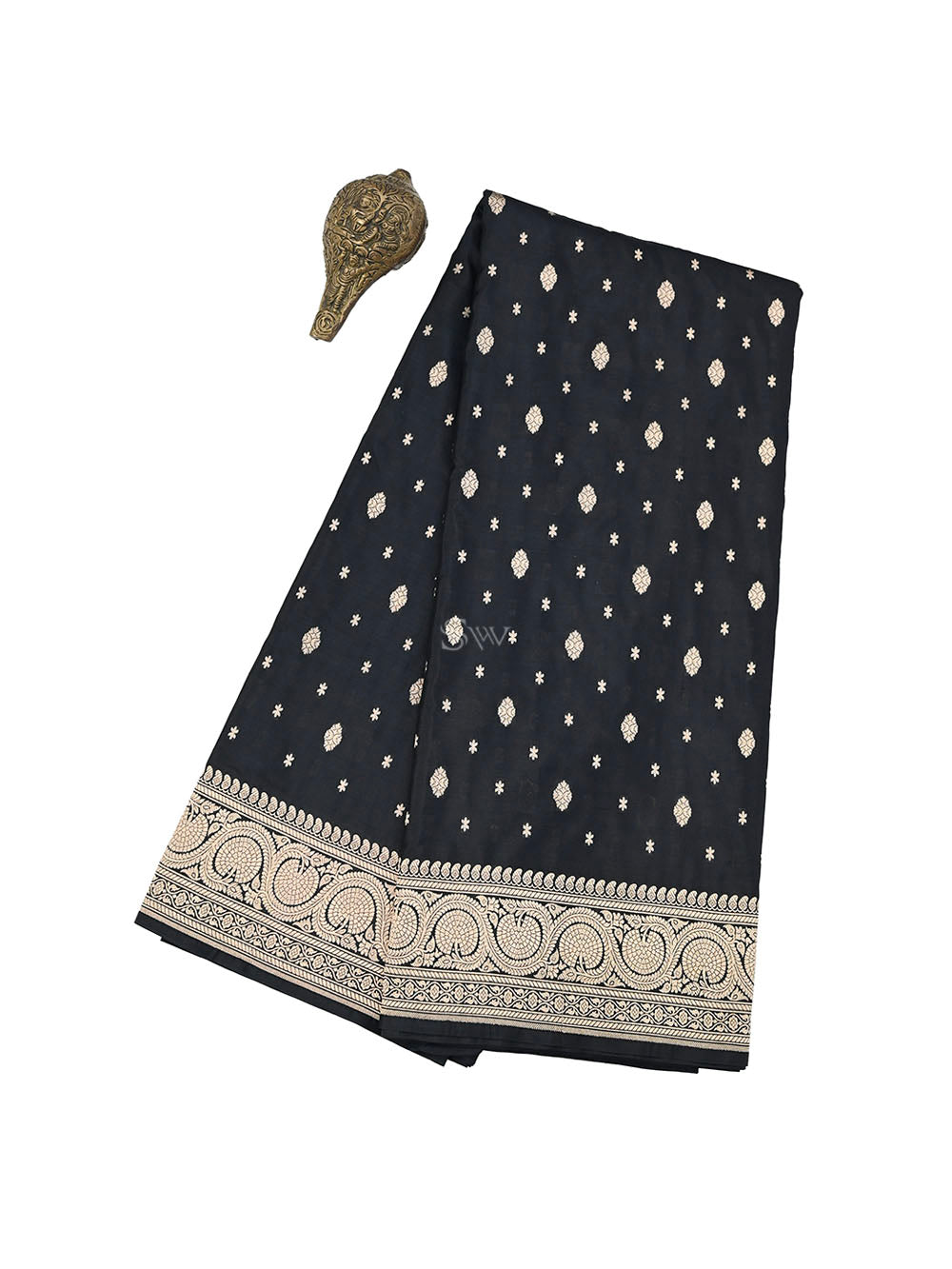 Black Konia Katan Silk Handloom Banarasi Saree