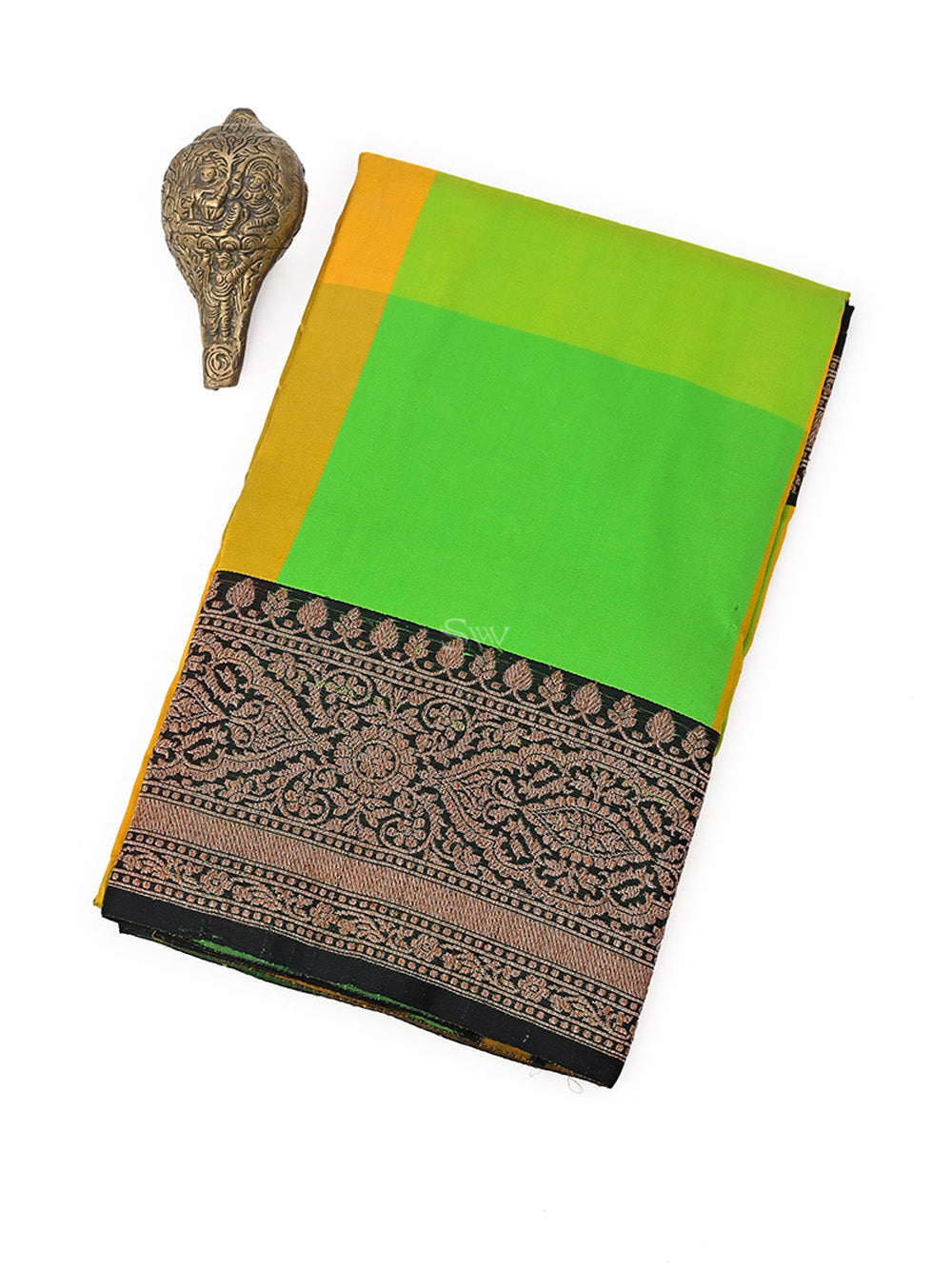 Yellow Green Katan Silk Handloom Banarasi Saree