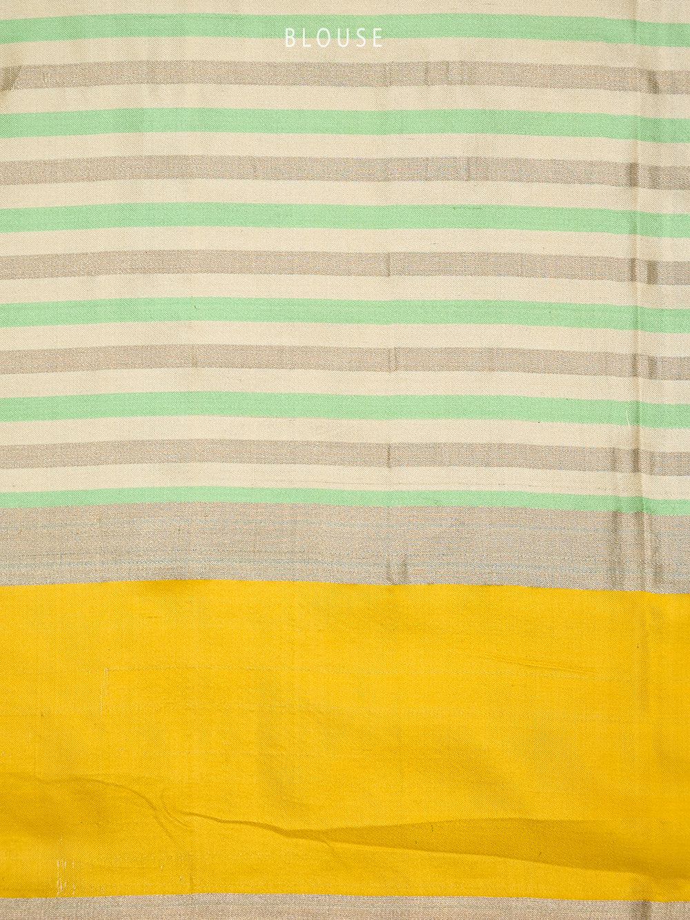 Beige Green Stripe Satin Silk Handloom Banarasi Saree