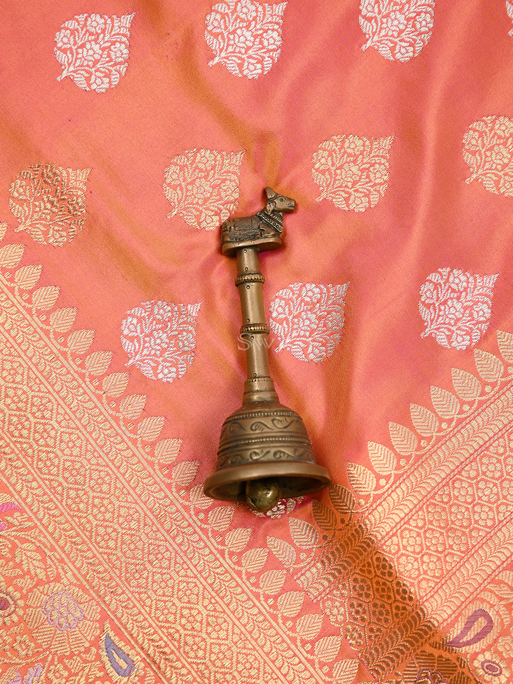 Pink Orange Meenakari Katan Silk Handloom Banarasi Saree