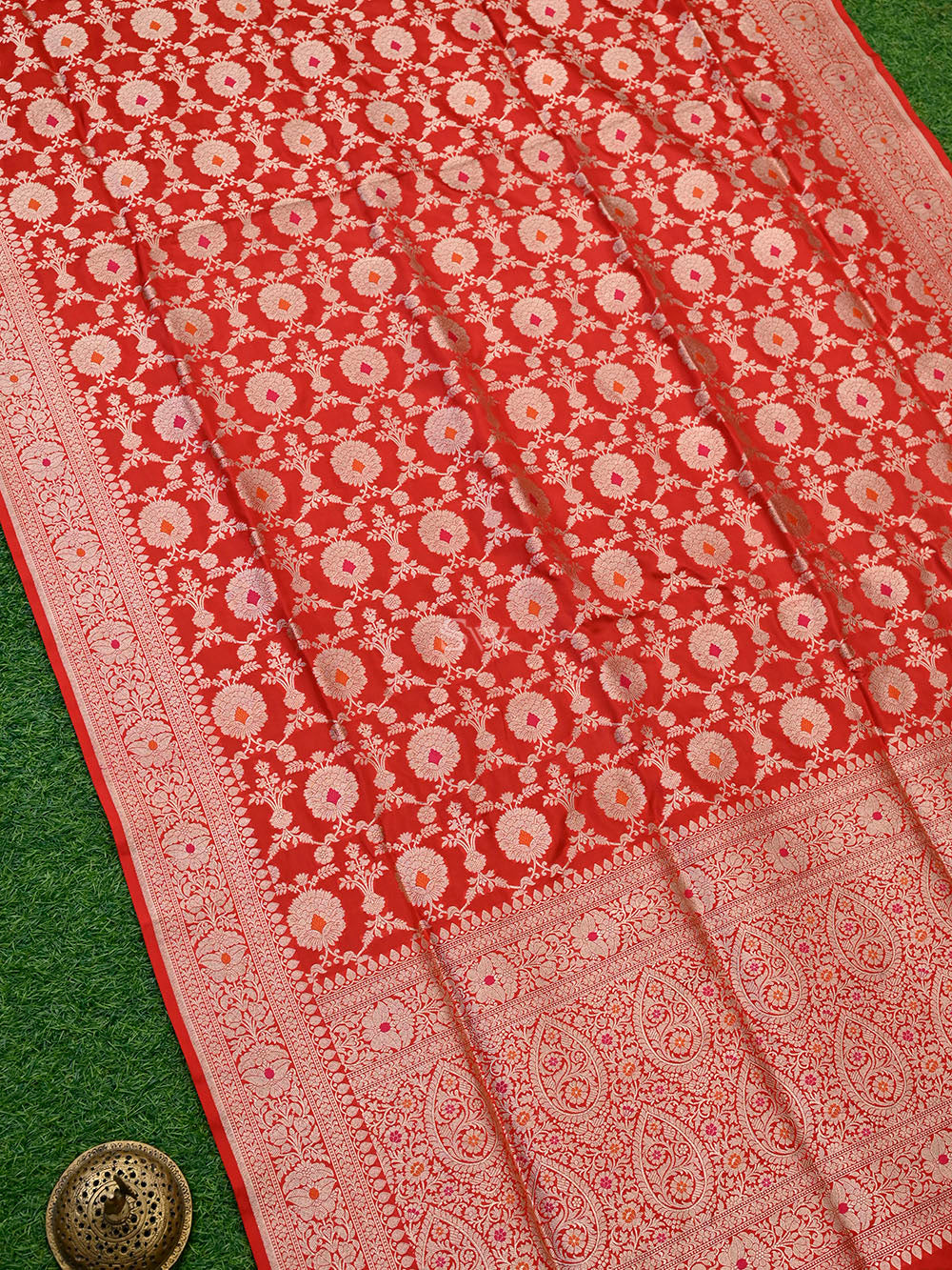 Red Meenakari Uppada Katan Silk Handloom Banarasi Saree - Gift Box - Sacred Weaves