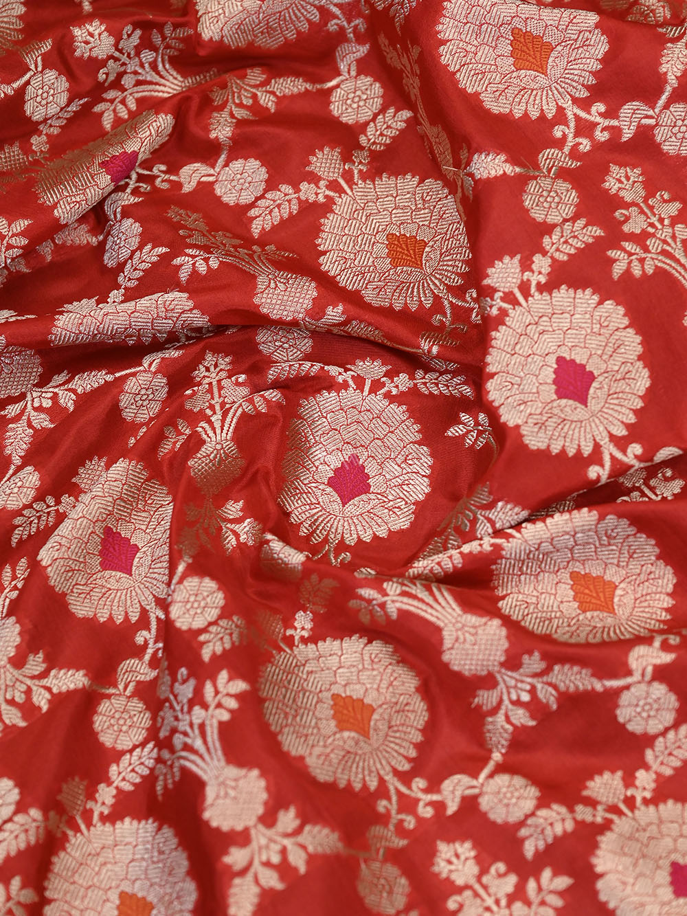 Red Meenakari Uppada Katan Silk Handloom Banarasi Saree - Gift Box - Sacred Weaves