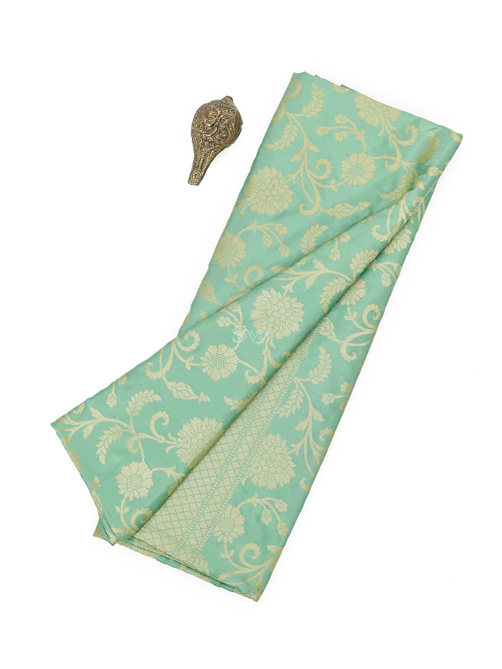 Sea Green Jaal Katan Silk Handloom Banarasi Saree