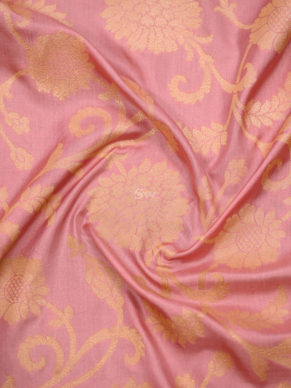 Pink Jaal Katan Silk Handloom Banarasi Saree