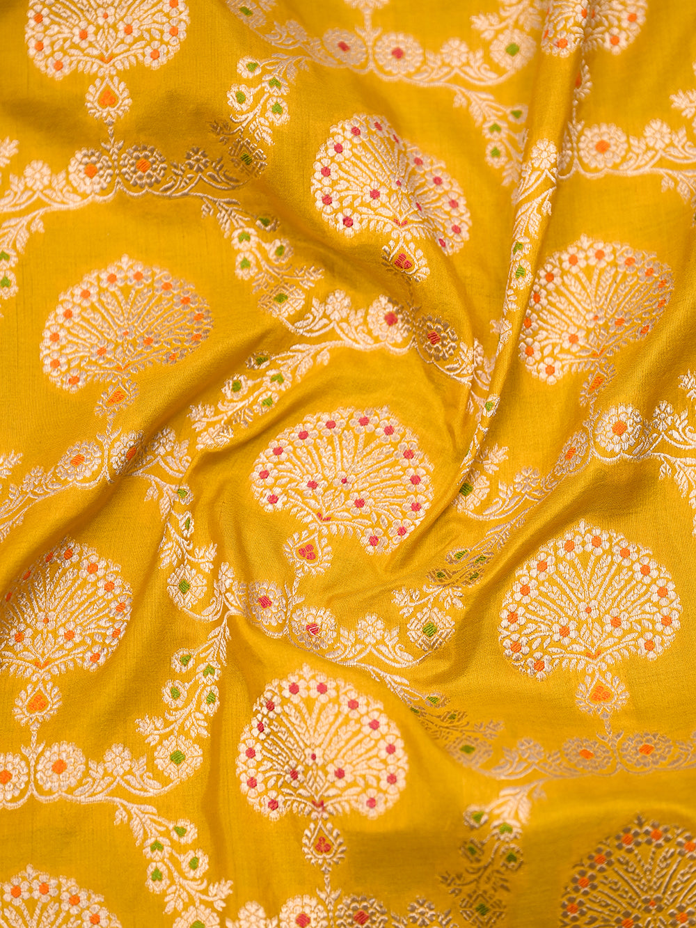 Yellow Meenakari Uppada Katan Silk Handloom Banarasi Saree