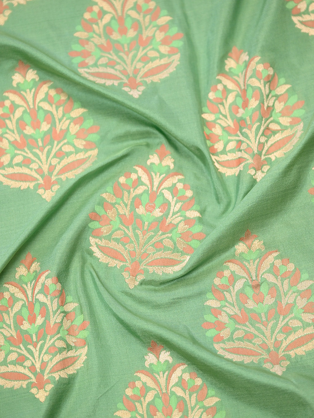 Pista Green Meenakari Boota Katan Silk Handloom Banarasi Saree