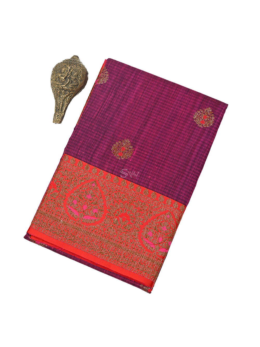 Magenta Meenakari Boota Dupion Silk Handloom Banarasi Saree