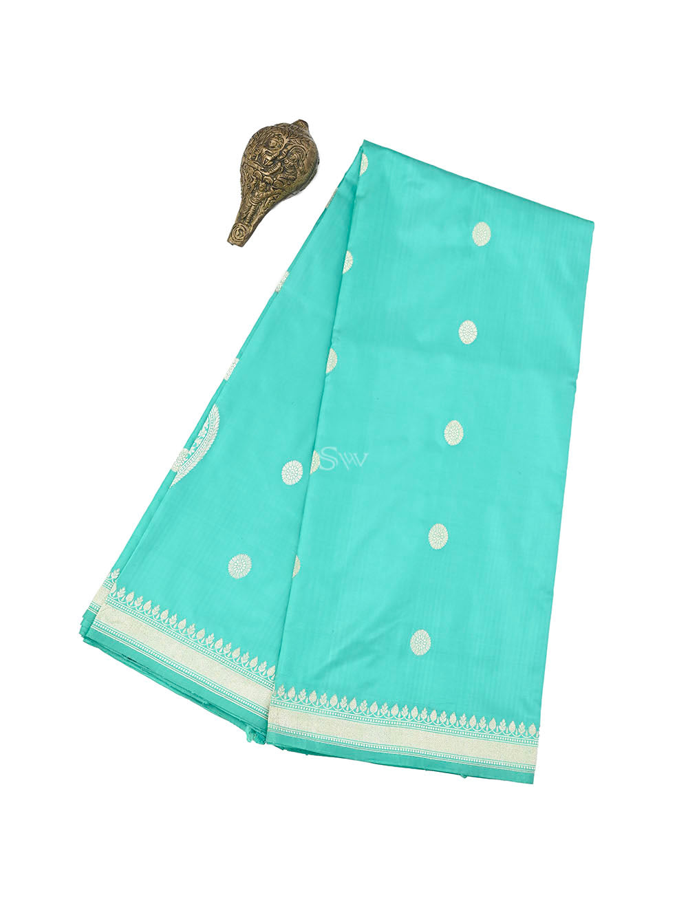 Sea Green Konia Katan Silk Handloom Banarasi Saree