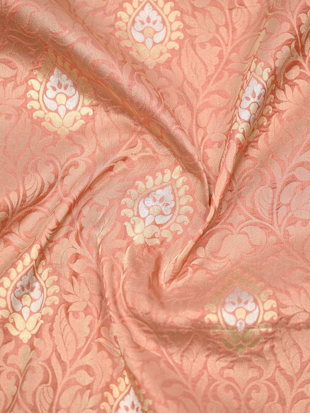 Pastel Peach Jaal Katan Silk Handloom Banarasi Saree