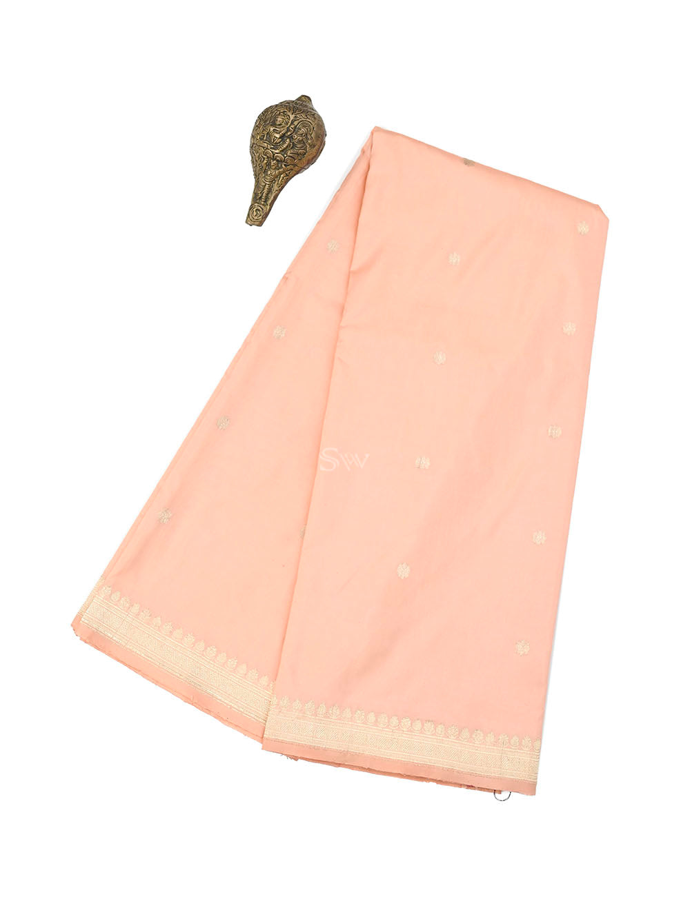 Peach Booti Katan Silk Handloom Banarasi Saree