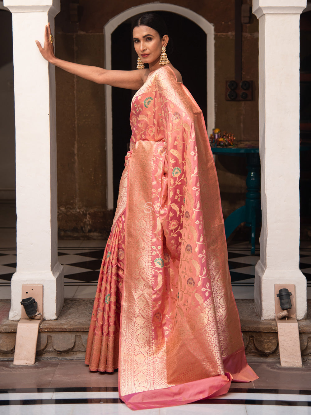 Peach Pink Sabyasachi Wedding Saree | Wedding saree indian, Saree wedding,  Saree