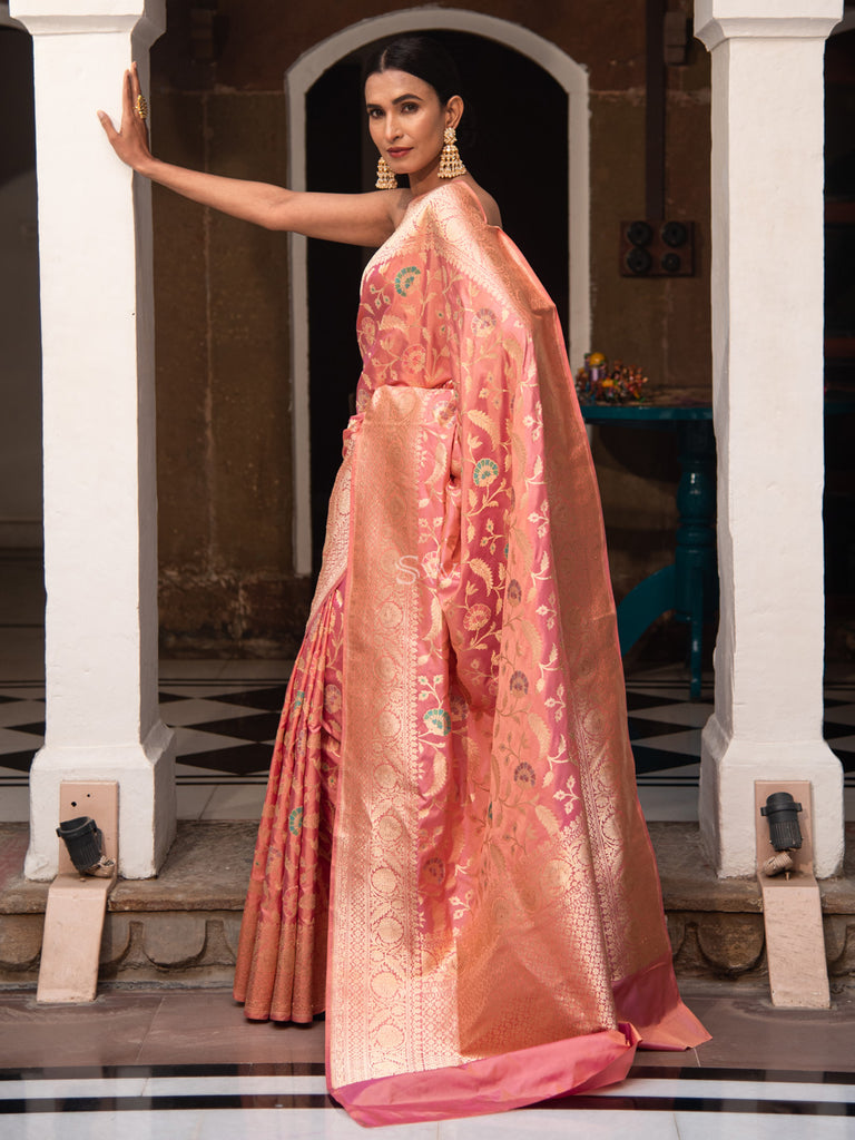 Peach color sales bridal saree