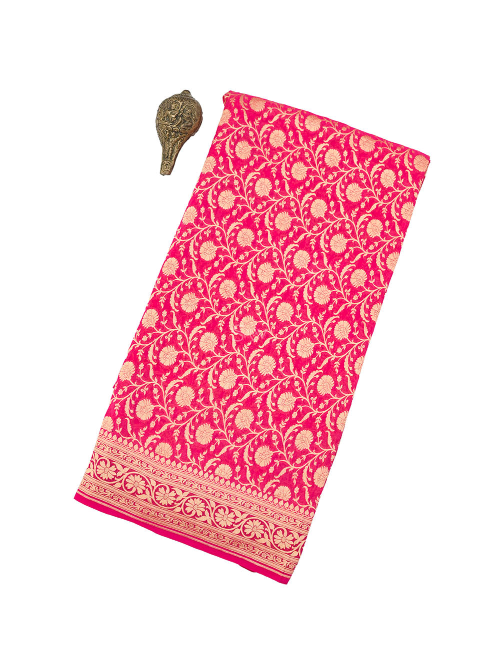 Bright Pink Jaal Khaddi Georgette Handloom Banarasi Saree