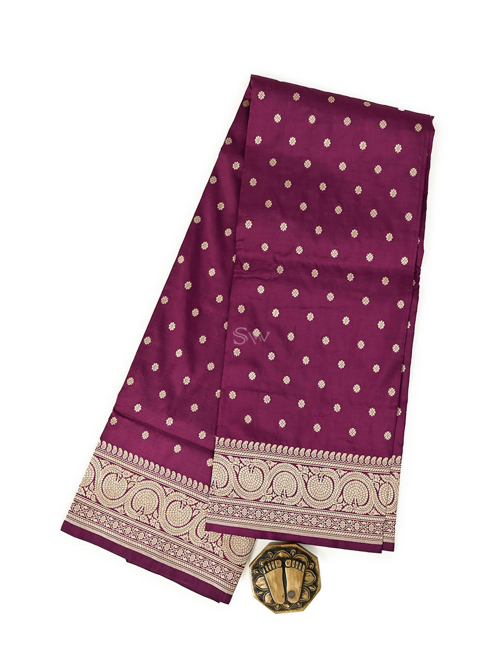 Purple Konia Katan Silk Handloom Banarasi Dupatta