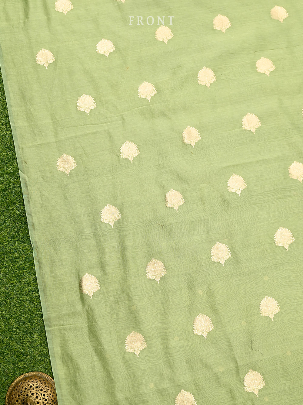 Pista Green Cotton Silk Handloom Banarasi Suit