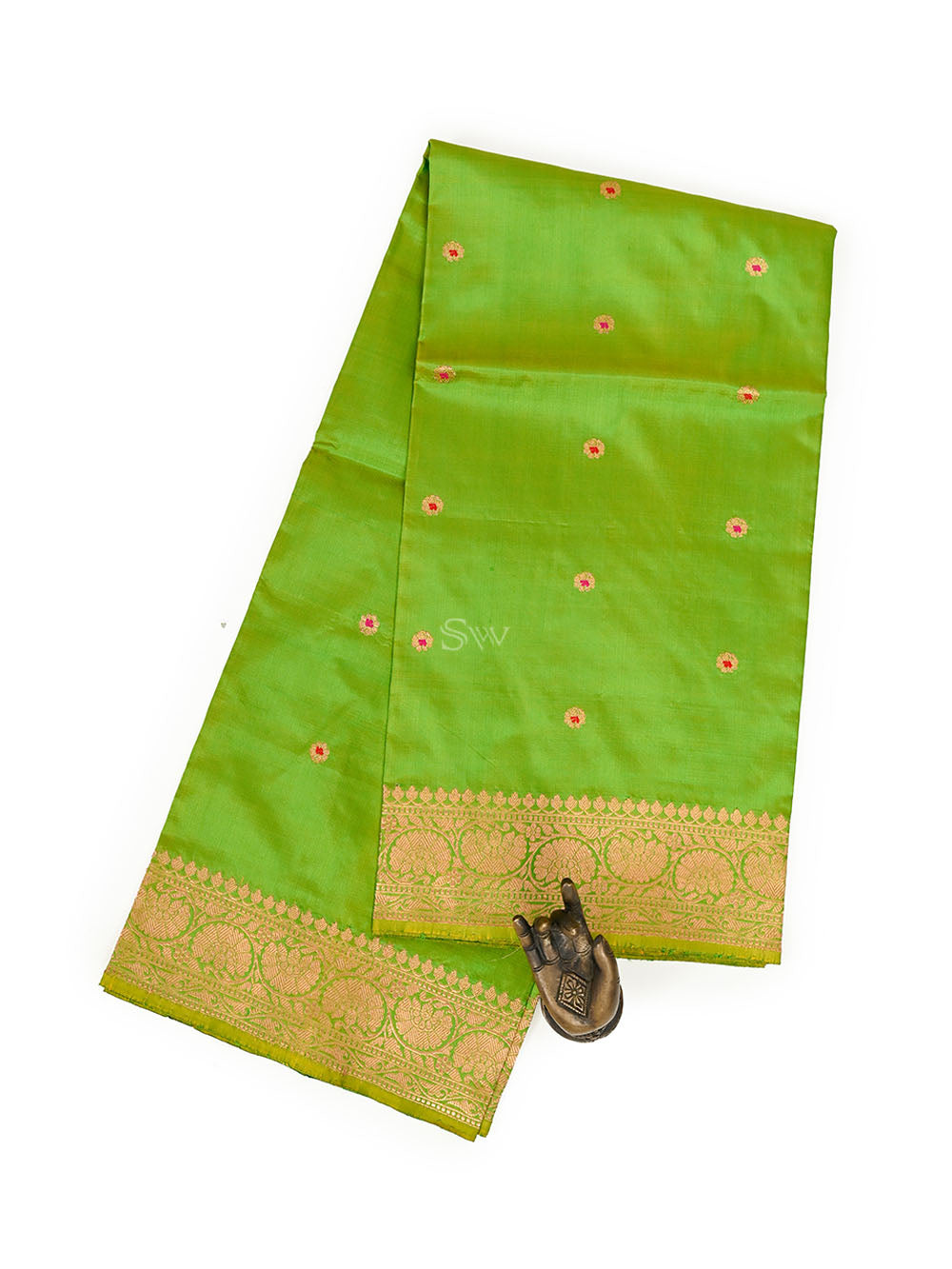 Parrot Green Katan Silk Handloom Banarasi Dupatta