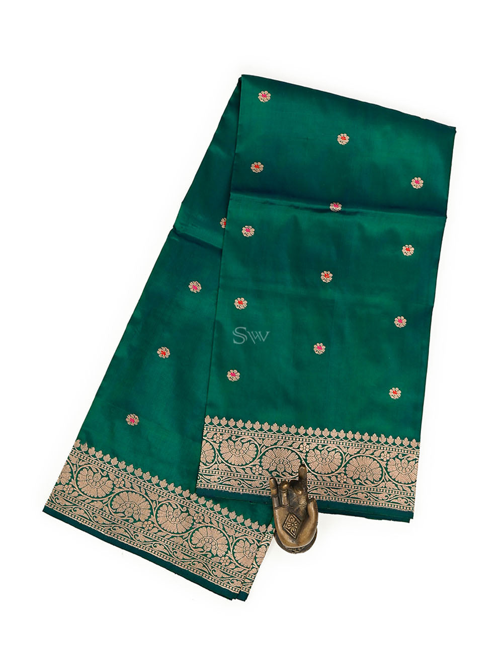 Green Blue Katan Silk Handloom Banarasi Dupatta