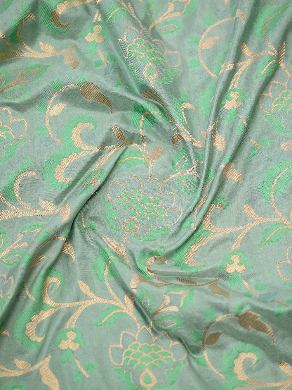 Pastel Aqua Green Meenakari Jaal Katan Silk Handloom Banarasi Saree