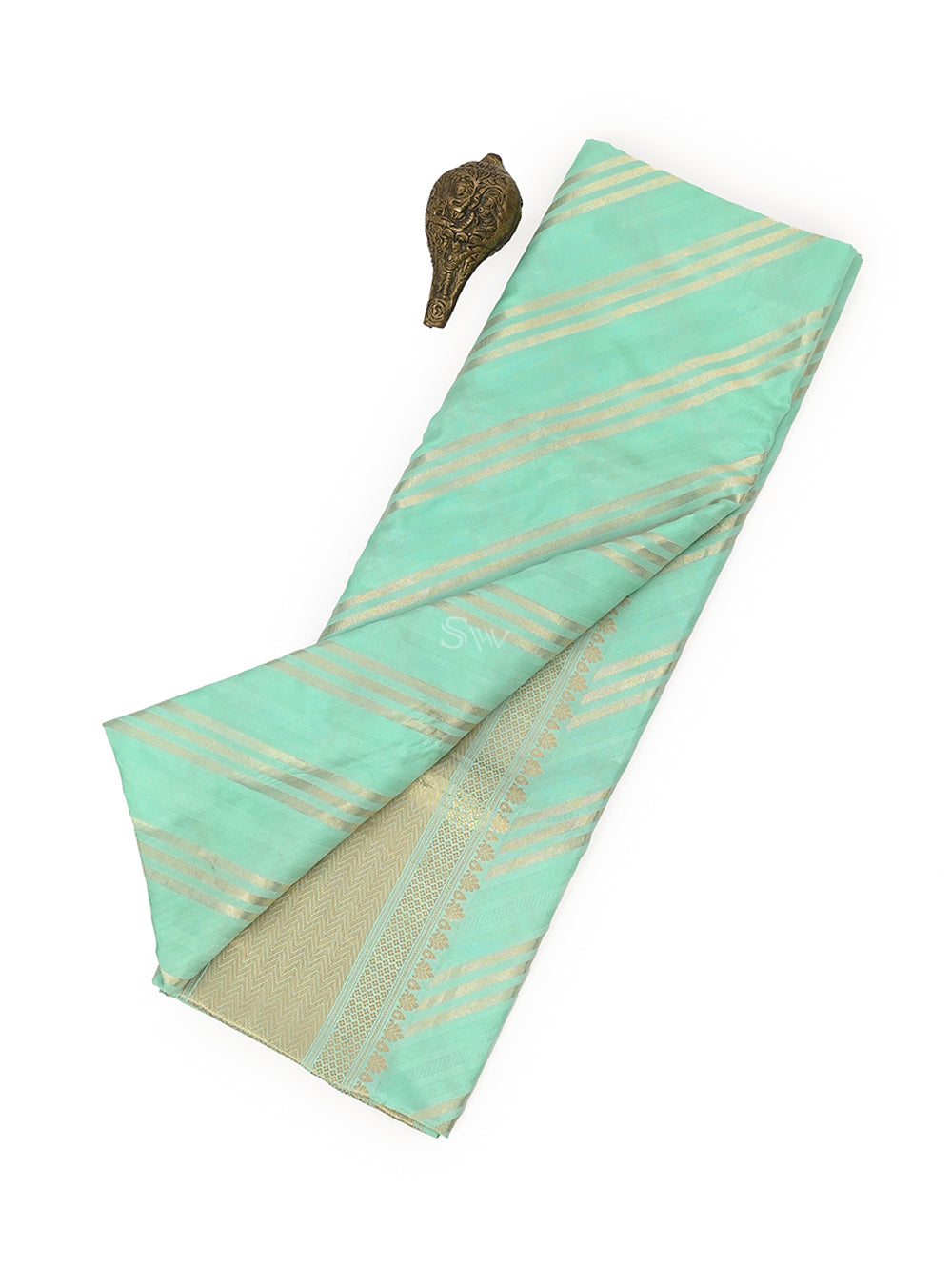 Aqua Green Katan Silk Handloom Banarasi Saree