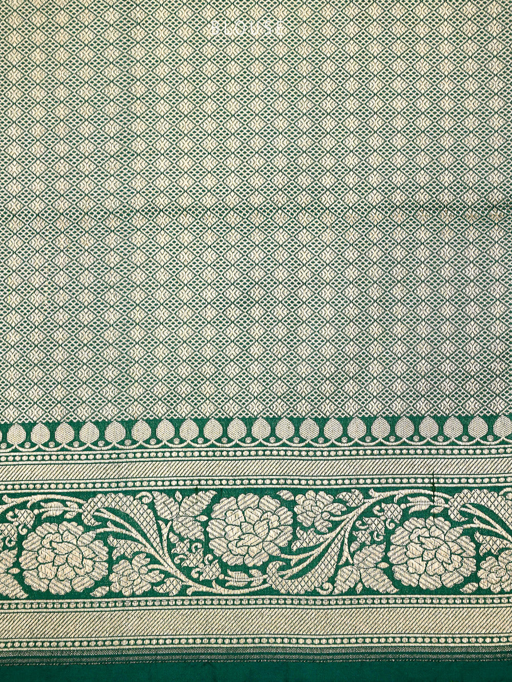 Bottle Green Jaal Katan Silk Handloom Banarasi Saree