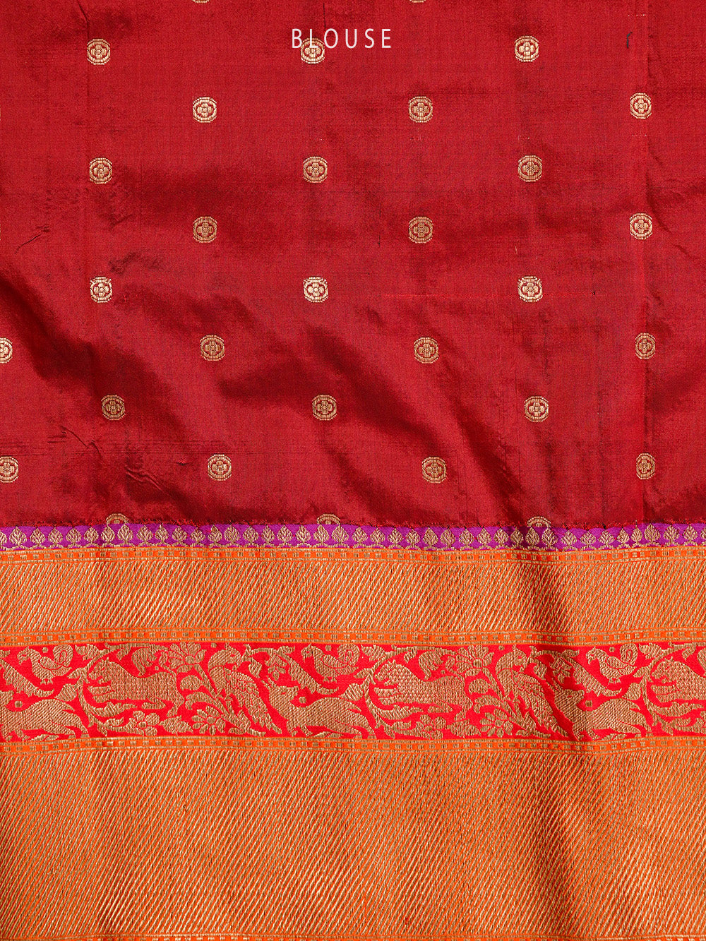 Wine Shikargah Katan Silk Handloom Banarasi Saree - Sacred Weaves