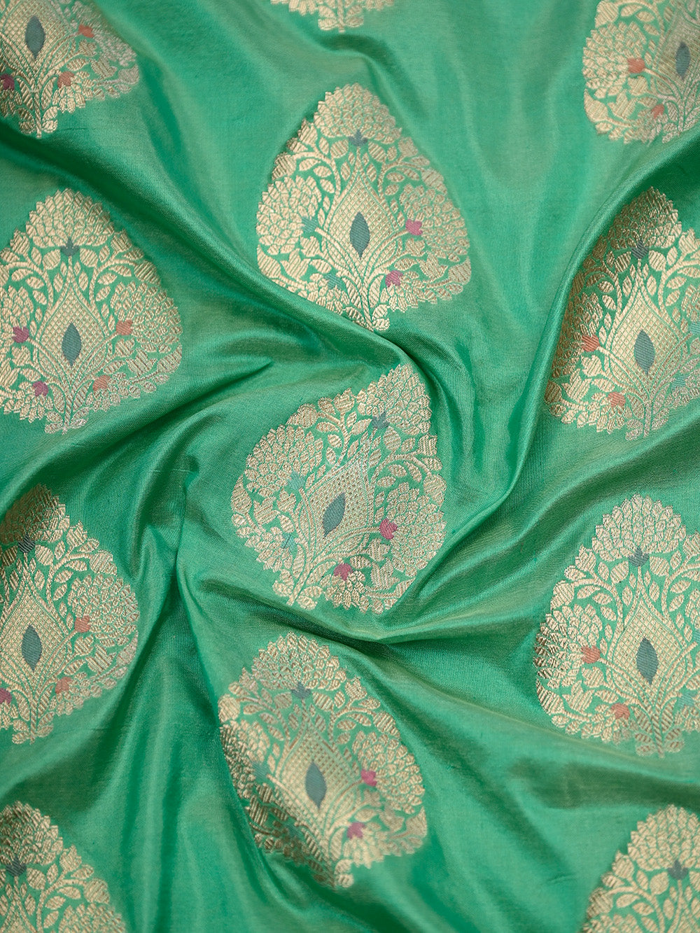 Sea Green Meenakari Boota Katan Silk Handloom Banarasi Saree