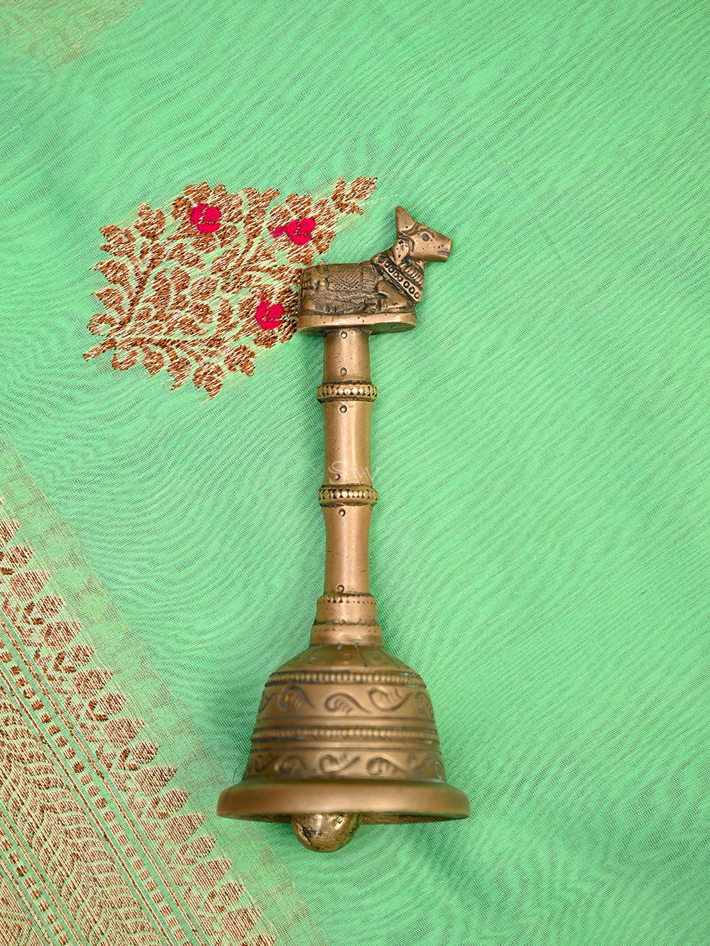 Aqua Green Meenakari Boota Chanderi Silk Handloom Banarasi Saree - Sacred Weaves