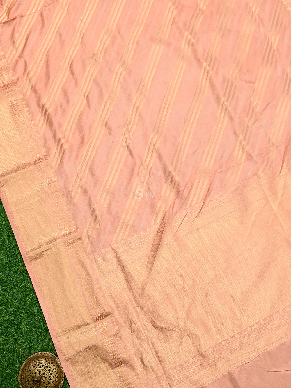 Pastel Peach Katan Silk Handloom Banarasi Saree