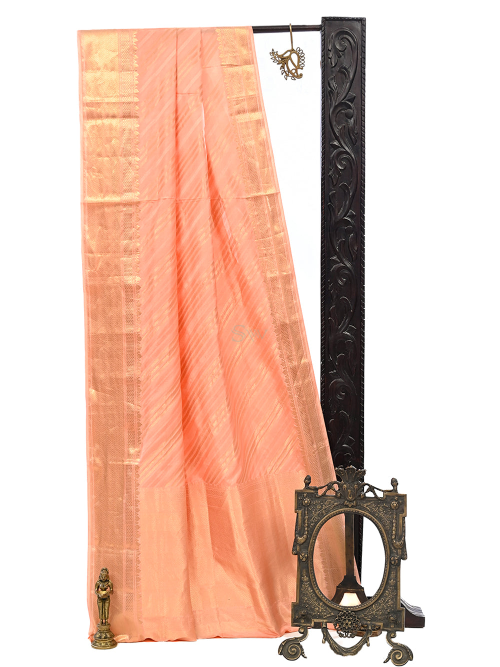 Pastel Peach Katan Silk Handloom Banarasi Saree