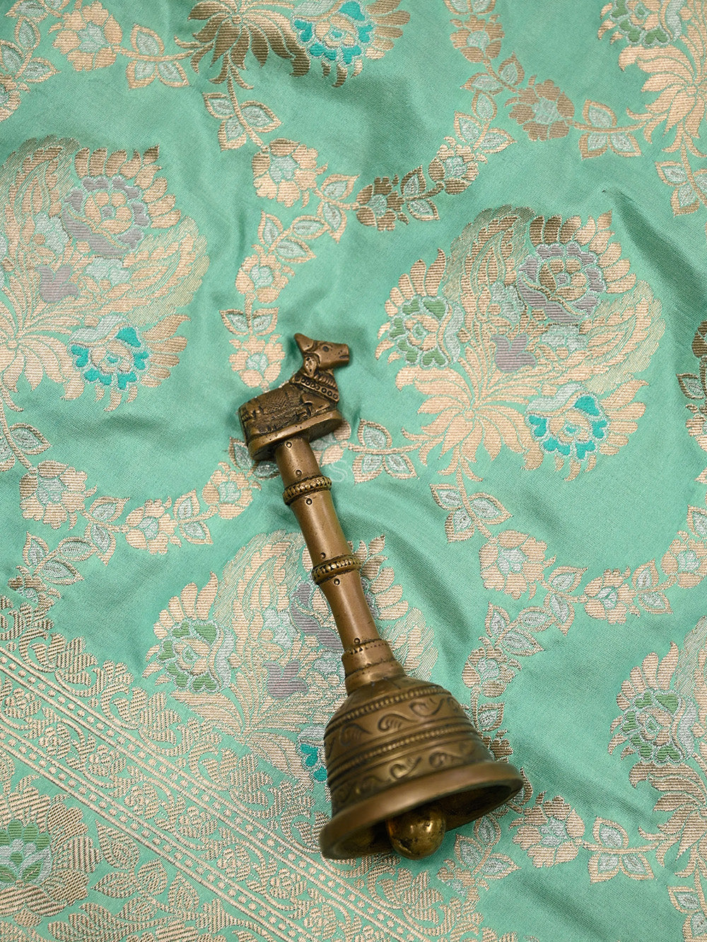 Sea Green Meenakari Jaal Katan Silk Handloom Banarasi Saree