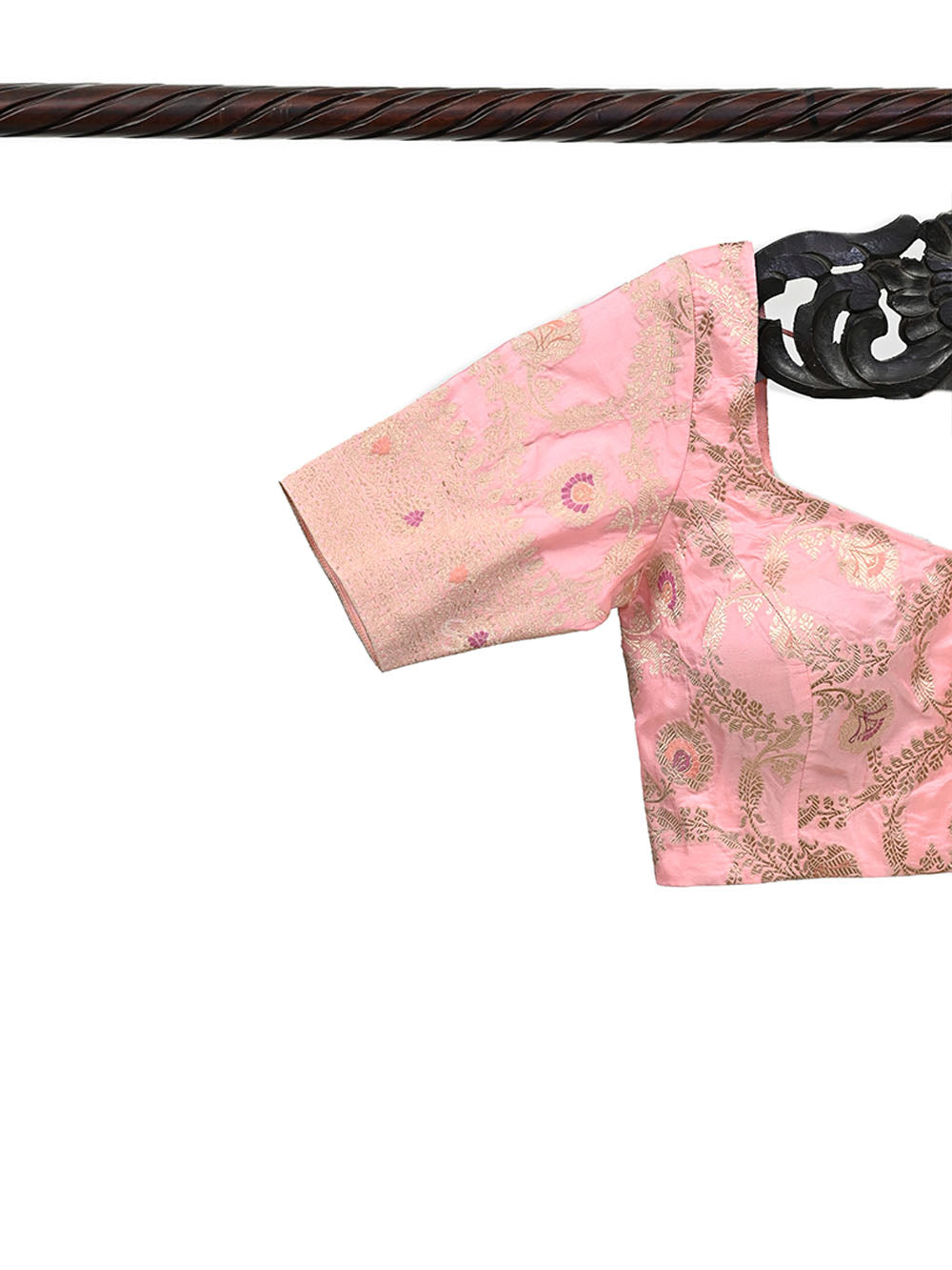 Pastel Pink Meenakari Uppada Silk Banarasi Ready-Made Blouse