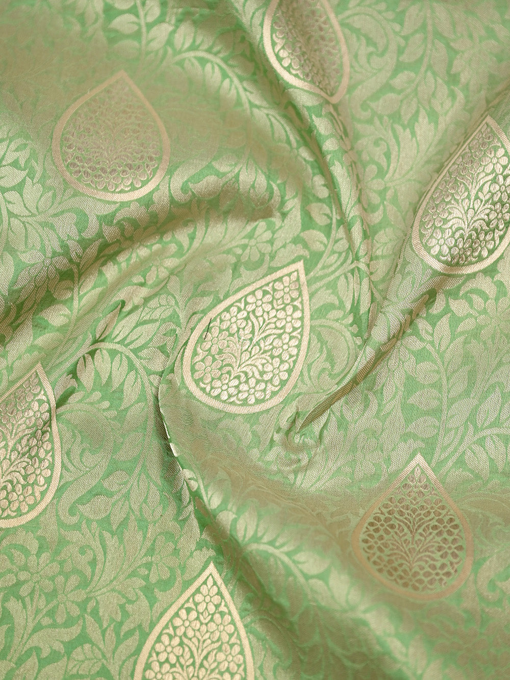 Pista Green Meenakari Booti Katan Silk Handloom Banarasi Saree