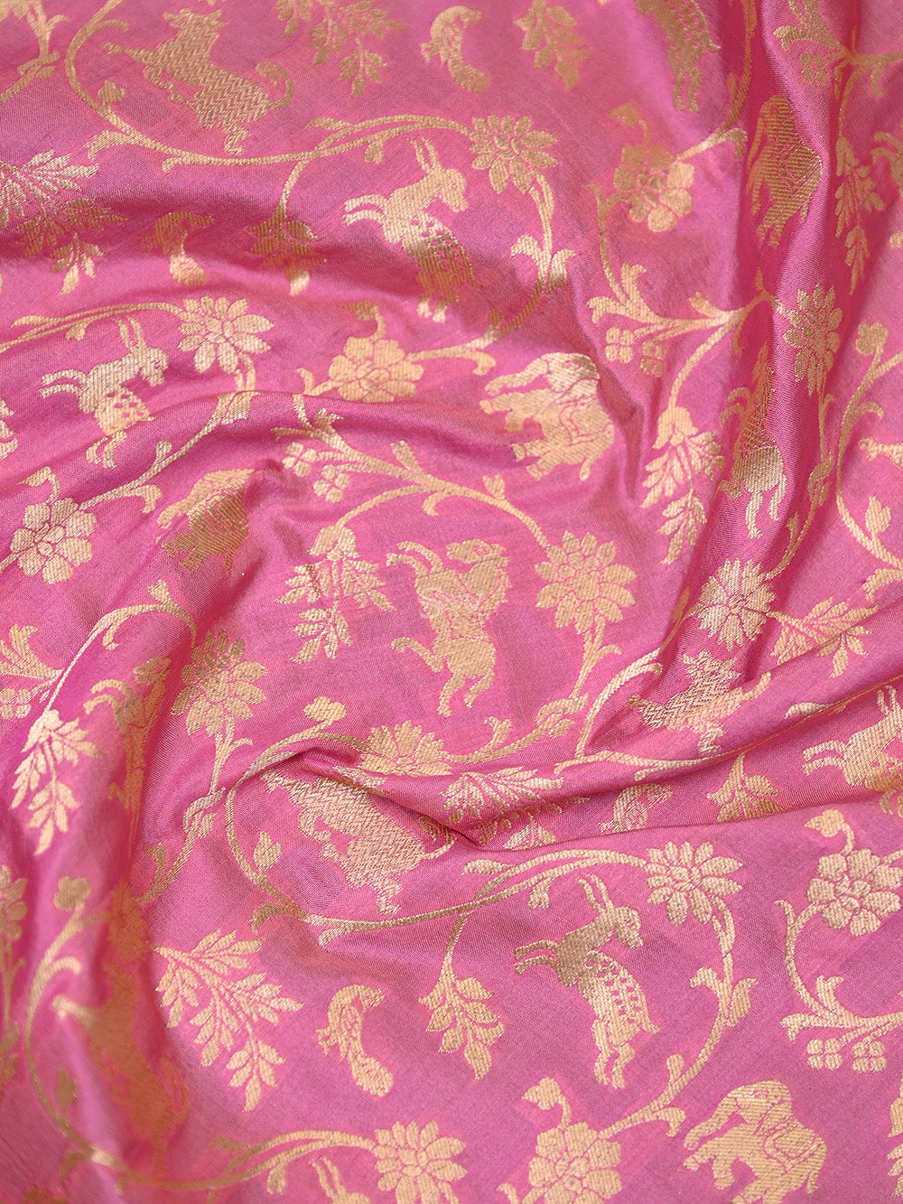 Pink Uppada Jaal Katan Silk Handloom Banarasi Saree - Sacred Weaves