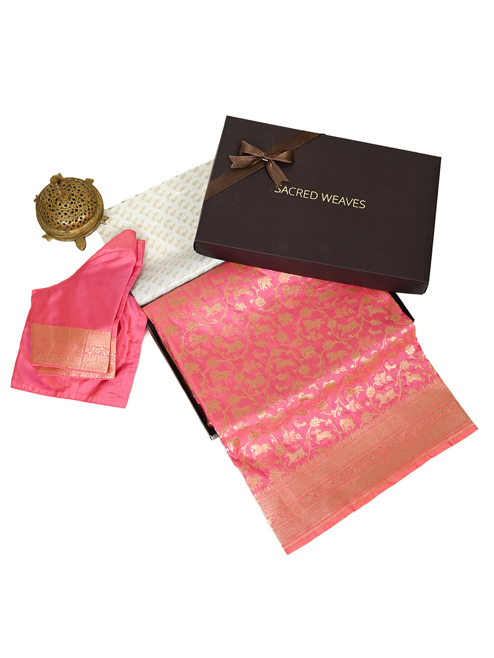 Pink Uppada Jaal Katan Silk Handloom Banarasi Saree