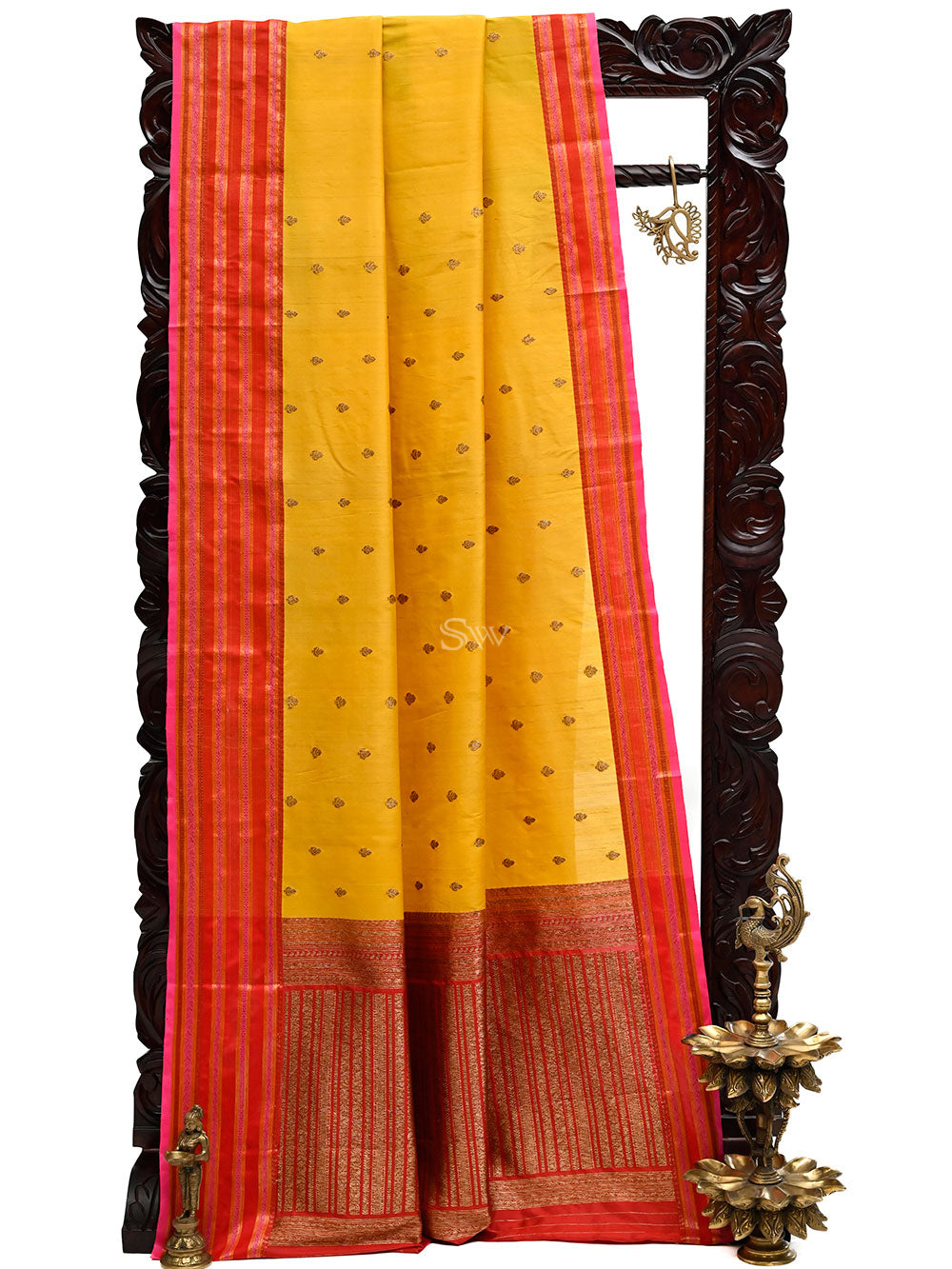 Black Handwoven Banarasi Tussar Silk Saree - Shivangi Kasliwal