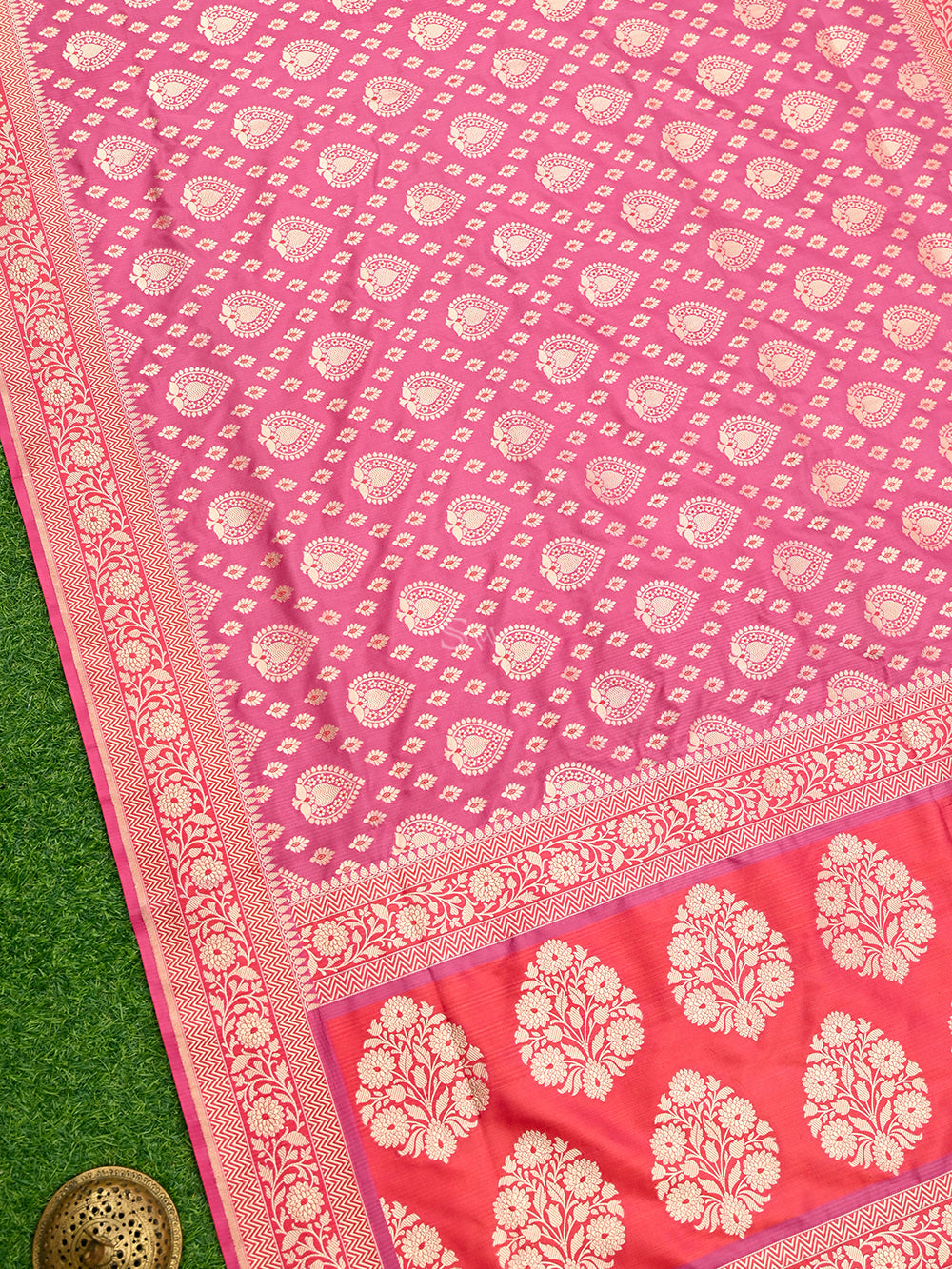 Pastel Pink Meenakari Uppada Jaal Katan Silk Handloom Banarasi Saree