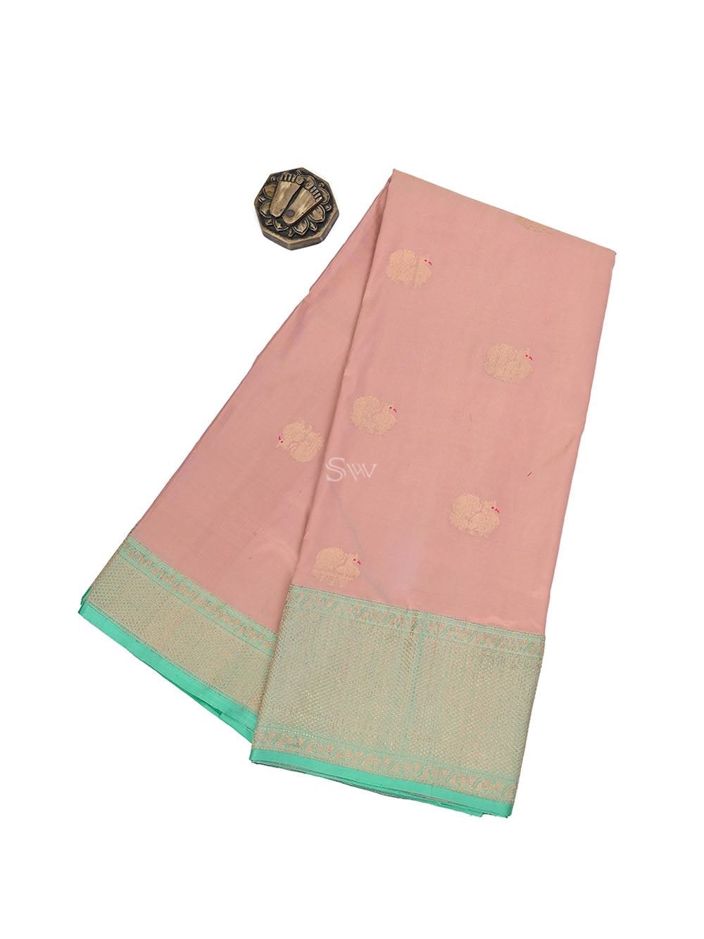 Pastel Pink Shikargah Boota Katan Silk Handloom Banarasi Saree