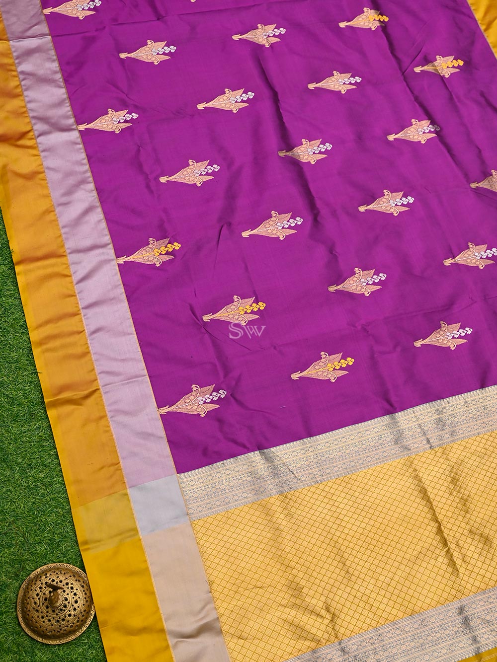 Purple Meenakari Katan Silk Handloom Banarasi Saree - Sacred Weaves