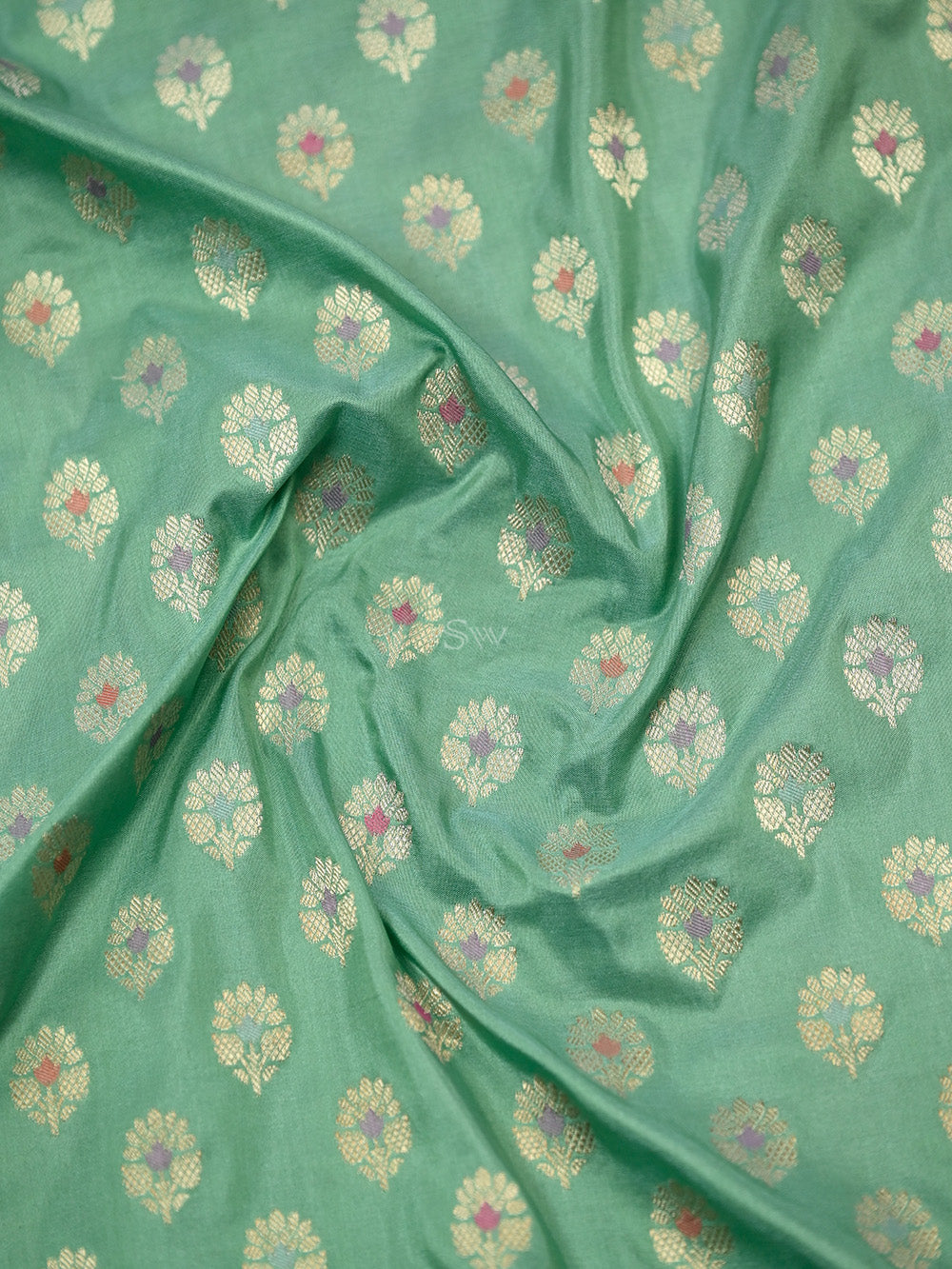 Sea Green Meenakari Booti Katan Silk Handloom Banarasi Saree