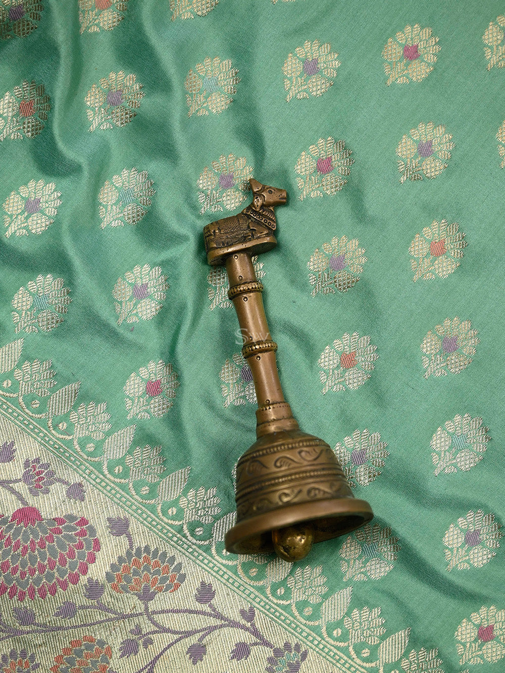 Sea Green Meenakari Booti Katan Silk Handloom Banarasi Saree