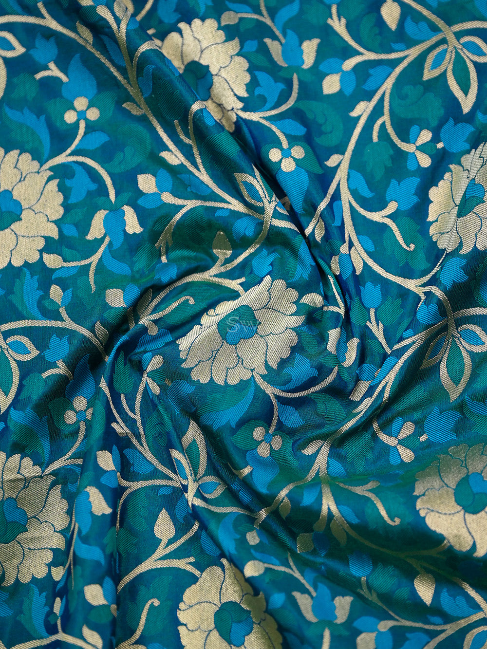 Blue Green Meenakari Jaal Katan Silk Handloom Banarasi Saree