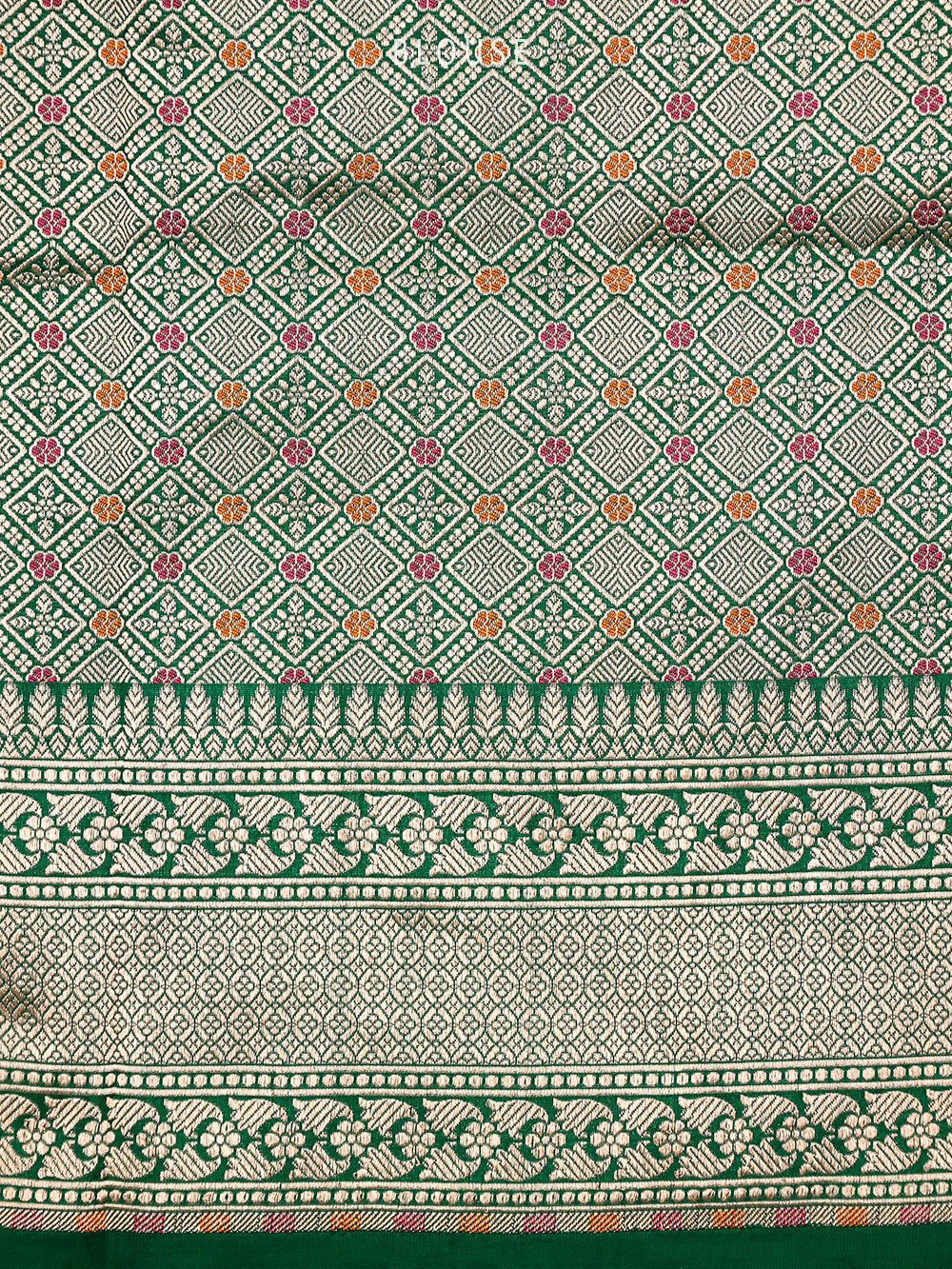 Bottle Green Booti Uppada Katan Silk Handloom Banarasi Saree