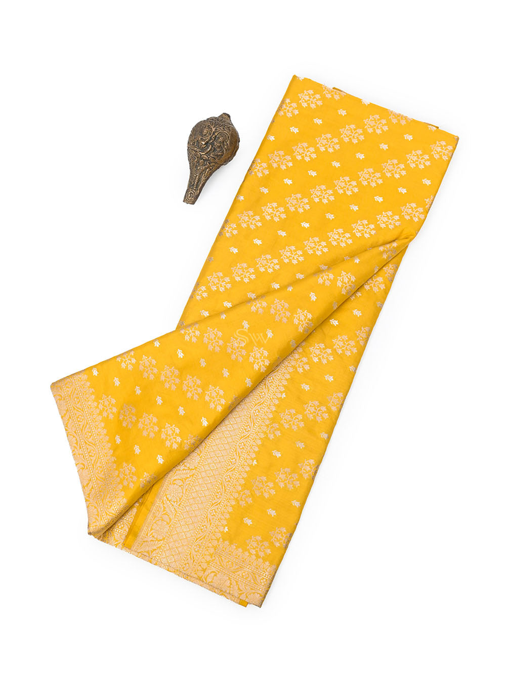 Yellow Katan Silk Handloom Banarasi Saree