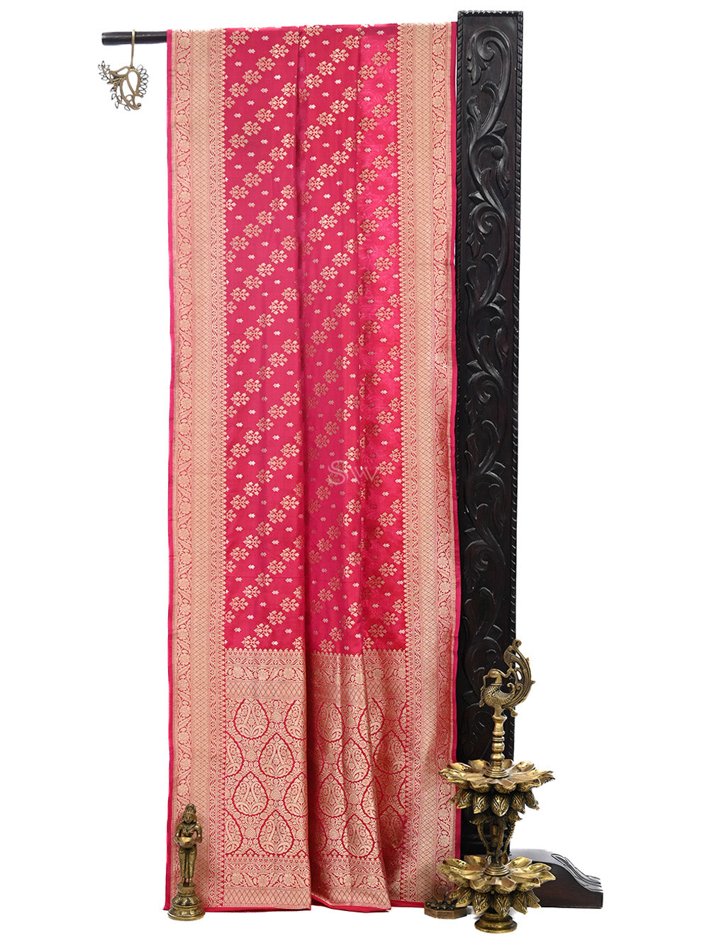 Dark Pink Katan Silk Handloom Banarasi Saree